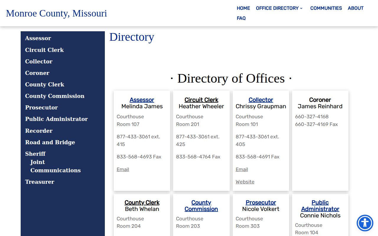 Monroe County release record contacts for the sheriff and Circuit Clerk