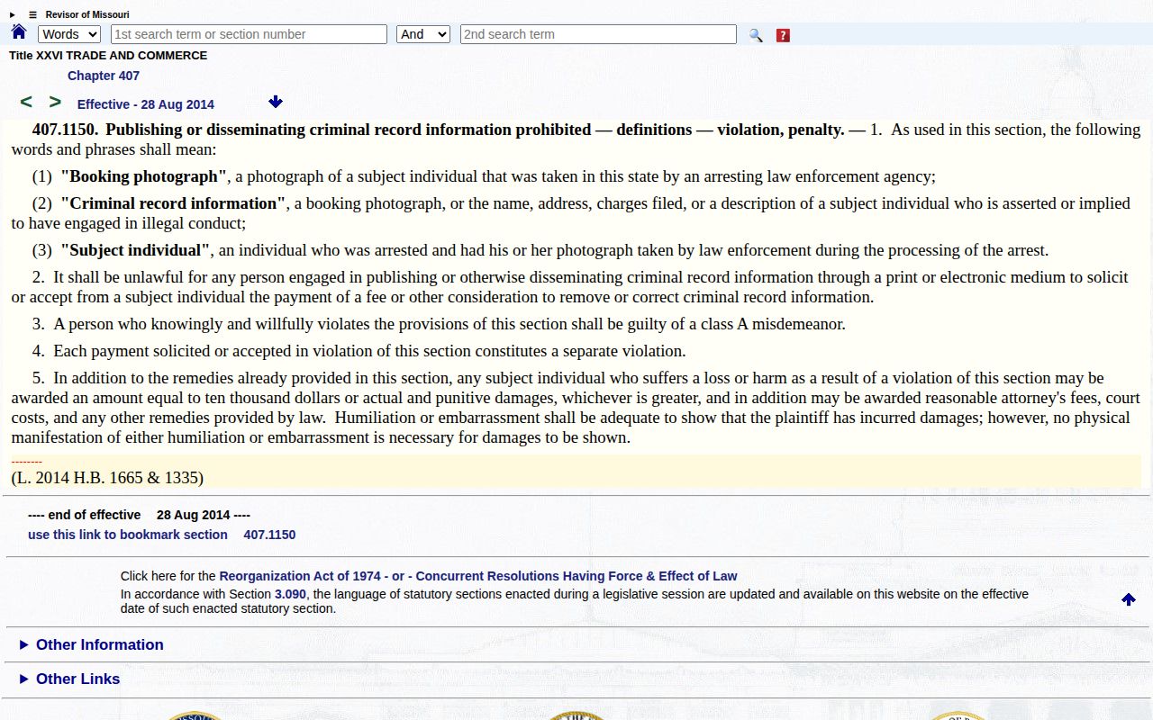 Missouri anti-pay-to-remove booking photograph statute